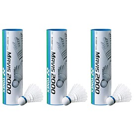 YONEX Badminton Shuttle Mavis 2000P (Nylon + Natural Cork), Pack of 6 x 3 Cans (18 Pieces), MIDDLE (Suitable Temperature 12 - 23°C), M-2000P