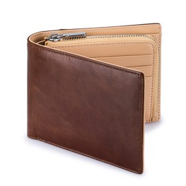 BHAKTI Men's Bi-fold Wallet, Soft Genuine Leather, Popular, Brand, Large Capacity, Coin Purse, For Men, Gentlemen, Gift, RFID Protection, dark brown