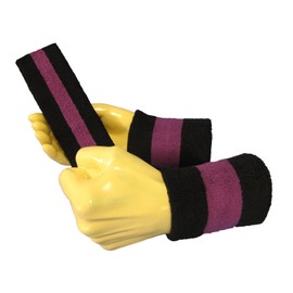 COUVER Sweatband Set Sports Headband Wristband Set Terry Cloth Moisture Wicking Sweat Absorbing Wrist Sweatbands Head Sweatband, Purple/Black