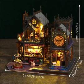 Fifijoy DIY Miniature Dollhouse Kit, Holo Magic City DIY Miniature House kit Wooden Dollhouse Kit, DIY Mini House kit for Adults to Build