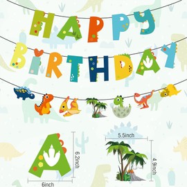 DIADARL Dinosaur Birthday Banner - Dinosaur Theme Birthday Party Decoration Supplies, Dinosaur Theme Birthday Party Decorations for Kids, Set for Kids Birthday Parties