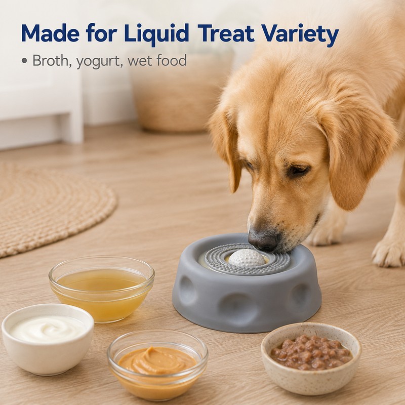 250ml Slow-Feeder Dog Lick Bowl with Rolling Ball – Anti-Slip