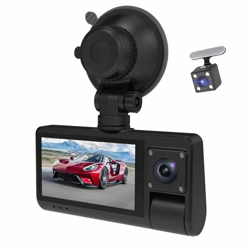 3 Cameras Dash Cam Touched Screen Clear Car Rearview Mirror