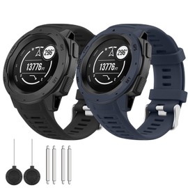 2-Pack Silicone Band for Garmin Instinct Watch Bands, Soft Silicone Sports Strap Replacement Wristband for Garmin Instinct 2 / Instinct Esports/Solar/Tactical for Women Men (Black+Navy Blue)