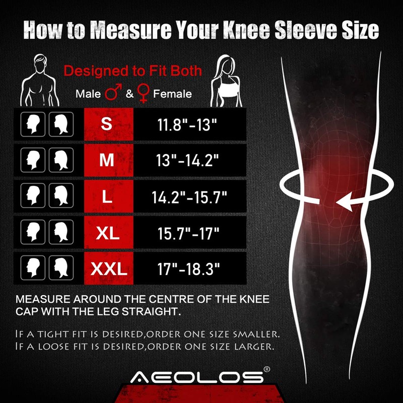 AEOLOS Knee Sleeves (1 Pair)，7mm Compression Knee Braces for Heavy-Lifting,Squats,Gym
