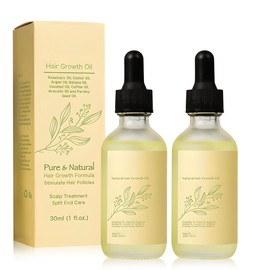 2PC Set de aceites naturales para el cabello con aceite de romero, aceite de ricino, aceite de argán