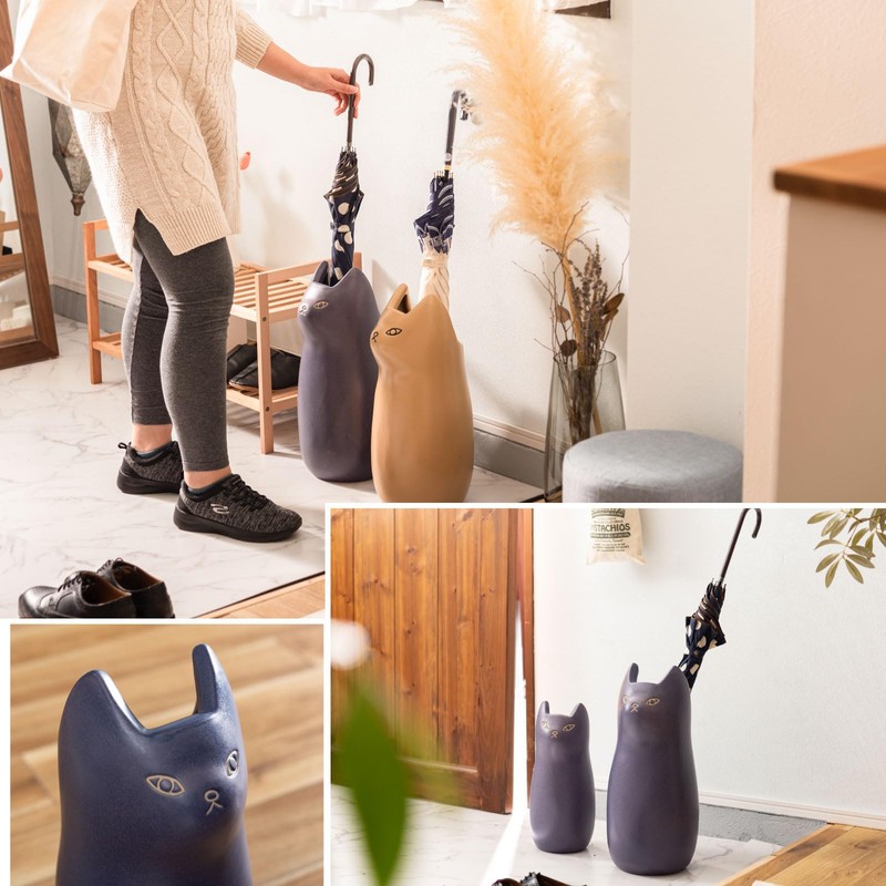 パレットライフ PaletteLife Cat Umbrella Stand, Compact Ceramic Umbrella Holder for