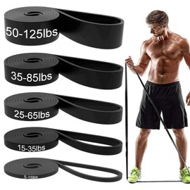 Resistance Bands, Pull Up Assist Bands - Workout Bands, Eexercise Bands, Long Resistance Bands Set for Working Out, Fitness, Training, Physical Therapy for Men Women - Black