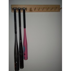 Natural Wood Large Baseball Bat Rack 6-11 Bats Holder Storage