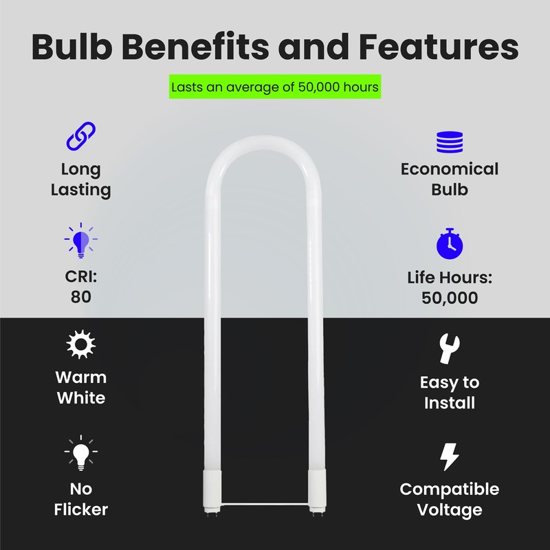 Feit Electric LED 15W T8/T12 U-Bend Direct Replacement or Ballast