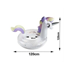 Inflatable Unicorn Air Mattress with Glitter Pool Float Swimming Raft Beach Swimming Pool Toy Swimming Seat for Children and Adults (120)