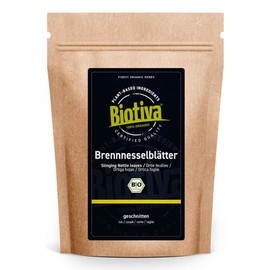 Brennnesselblätter Tee Bio 100 g - Brennesseltee - lose Blätter - 100% Kräuter ohne Zusätze - Abgefüllt und kontrolliert in Deutschland - Biotiva