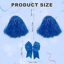Aiqueza Straight-Handle Matte Filament 3 Pcs Cheerleading Pom Poms for Cheerleading Squads and Cheerleading Performances