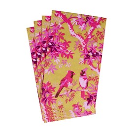 Caspari Scenic Songbirds Rose & Gold Guest Towel Napkins - 15 Per Package