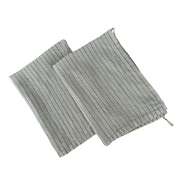 Eight Owls Stonewashed Linen Kitchen Dish Towels – 50 x 68 cm – 100% Pure Linen Tea Towel/Hand Towel - set of 2 (Olive Pinstripe)