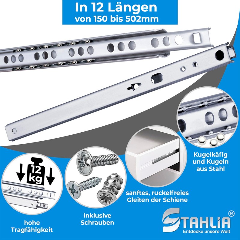 Stahlia Drawer Runners 4 Pieces (2 Pairs) Netting Height: 17