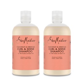 SheaMoisture Curl & Shine Shampoo für dickes, lockiges Haar Kokosnuss & Hibiskus ohne Silikone und Sulfate 2x 384ml