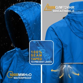 Outdoor Ventures Men's Rain Jacket Waterproof Lightweight Packable Rain Pullover for Hiking Golf Running