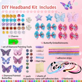 Headband Craft Girls, Gift Girls 5 6 7 8 9 Years, Birthday Gifts Headband Girls, Diamond Painting for Children Craft Set Children from 5 Years, DIY Hair Decoration Hair Accessories Girls