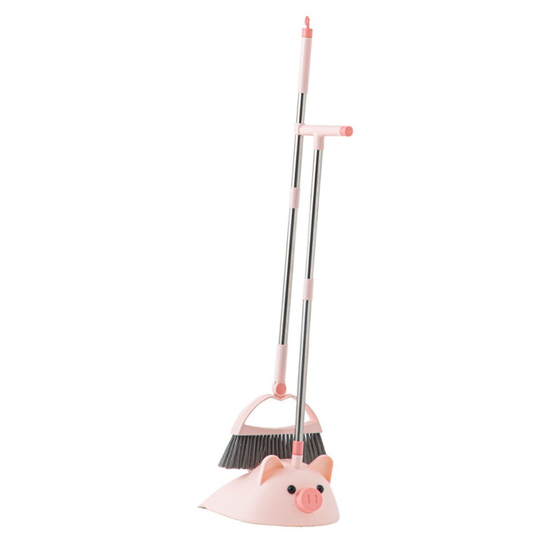 Broom Dustpan Set Upright Standing Combo Household Cute Non Stick