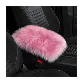 Wevdn Car Center Console Cover Pad, Fluffy Middle Console Pad Armrest Seat Box Cover, Universal Furry Arm Rest Decoration Protector for Car Truck SUV, Interior Car Accessories (Pink)