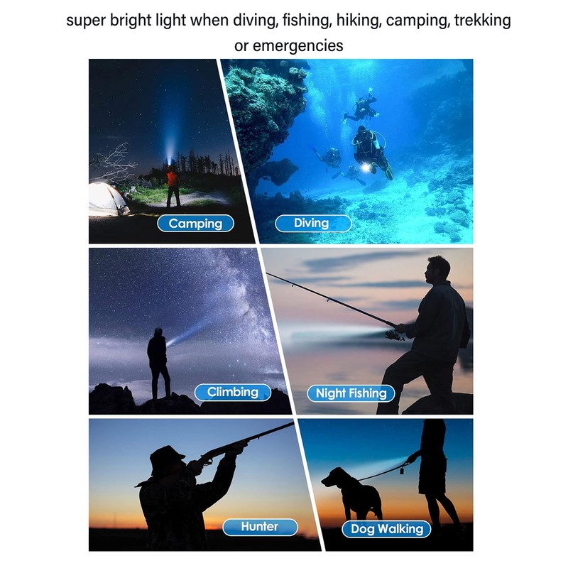 Scuba Diving Flashlight 1000LM IPX8 Waterproof Dive Light Underwater 328ft