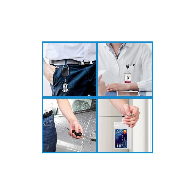 YAKESD 50 Packs Heave Duty Badge Reels Retractable with Carabiner
