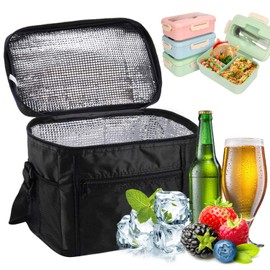 Sinwind Foldable Cool Bag, Picnic Bag, Thermal Bag, Small Insulated Bag, Lunch Cool Bag, Ice Bag, Lunch Bag, Cool Box, 10 L for Picnic (Black)