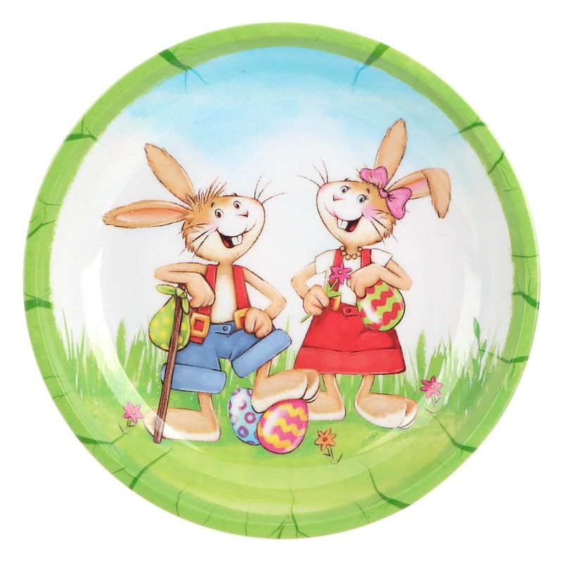com-four® 3x Easter plates made of melamine - decorative plates