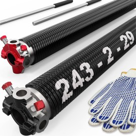 Blesseras Garage Door Coated Torsion Springs with Non-Slip Winding Bars, Electrophoretic Coated Coil, 1 Pair, 243 X 2'' X 29''