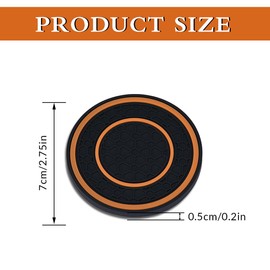 2 Pack Car Coasters for Cup Holder, 2.75 Inch Universal Auto Waterproof Coasters Silicon Insulation Cup Mats,No-Slip Anti Dust Insert Coaster for Woman Man, Suit for Vehicle Interior (2, Orange)