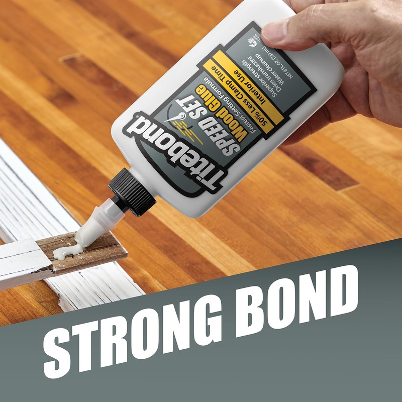 Titebond Speed Set Wood Glue, Fast Set Time, 15-Minute Clamp,