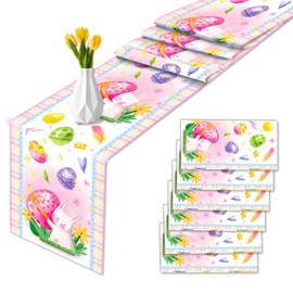 LJ 6 Pcs Plastic Pink Easter Table Runners 14" x 108" Pink Easter Party Decoration Pink Easter Theme Birthday Party Supplies Disposable Table Runner for Pink Easter Table Decor