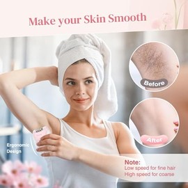 Epilator for Women, Wireless Facial Epilator with LED Light, Painless Hair Remover for Face, Body, Armpit, Legs & Bikini Area