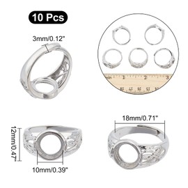 CHGCRAFT 10pcs Platinum Pad Ring Settings Adjustable Brass Ring Shanks Metal Eauropean Ring Settings for Rings Jewelry Making DIY Crafts,Tray: 10mm, 18mm Inner Diameter