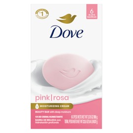 Dove Beauty Bar Gentle Skin Cleanser Pink 6 Bars Moisturizing for Gentle Soft Skin Care More Moisturizing Than Bar Soap 3.75 oz