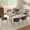 HOMCOM 63"-47" Expandable Dining Table for 4-6 People, Farmhouse Extendable