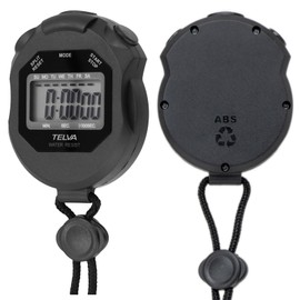 CREPHA TE-S320-BK Stopwatch Digital Sports Alarm Wrap Timer Black, 02. silver