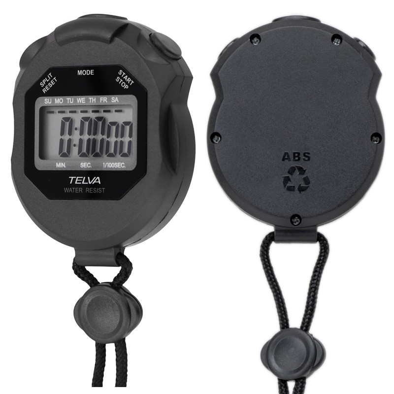CREPHA TE-S320-BK Stopwatch Digital Sports Alarm Wrap Timer Black, 02.