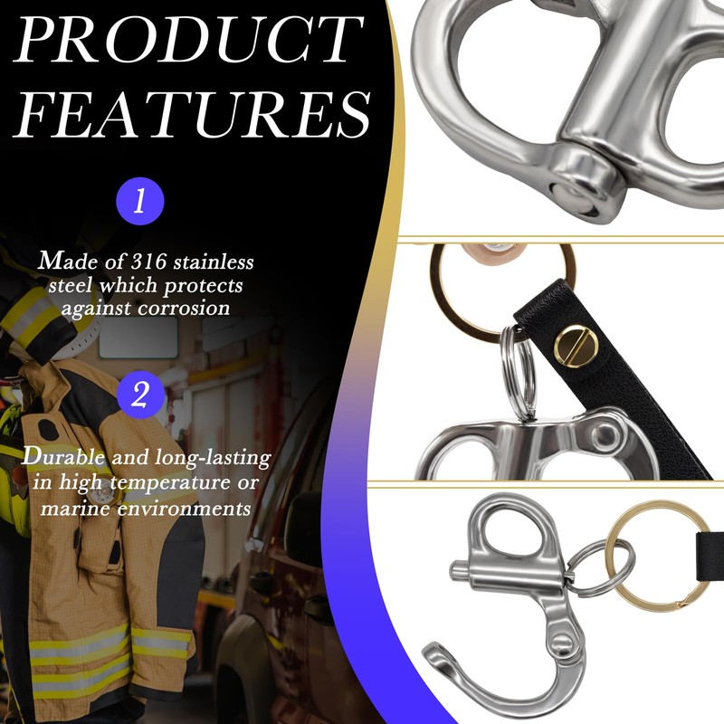 LhyBtm Firefighter Quick Release Shackle Stainless Steel Fixed Snap Shackle