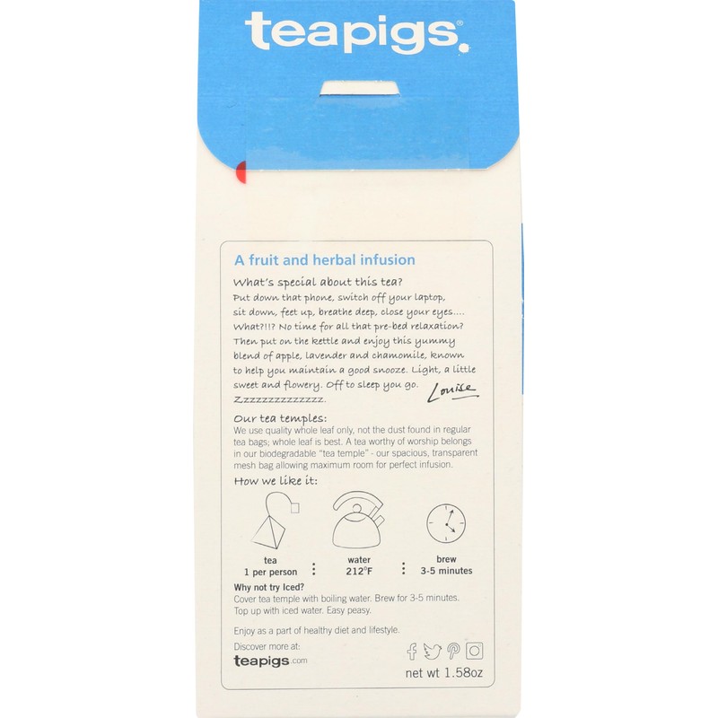 Teapigs Organic Snooze Herbal Tea Made With Whole Herbs and