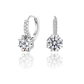 STUNNA LADY Moissanite Earrings for Women, 925 Sterling Silver Hypoallergenic Earrings Round Brilliant Cut Moissanite Earring for women, 1ct 2ct D Color VVS1 Round Lab Created Diamond Earrings with Certificate of Authenticity (Round Brilliant Cut-1ct*2)