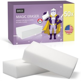 Magic Eraser Sponge - Magic Erasers 50 Count - Long Lasting Melamine Sponge - Sneaker Eraser- Shoe, Bathroom, Shower, Wall Cleaner - Multi Surface Foam Cleaning Pads - Extra Durable Sponges