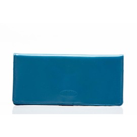 Big Skinny Women's Executive Leather Bi-Fold Checkbook Slim Wallet, Holds Up to 40 Cards, Ocean Blue