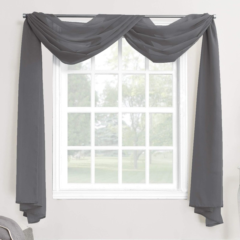 Megachest TAILORED VOILE WINDOW SCARF PELMET 26 color choices (dark