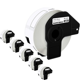 GREENCYCLE 6 Roll DK-1201 DK1201 Die-Cut Address Labels 1.14" x 3.5" (29 mm x 90 mm) Compatible for Brother QL-1050 QL-1050N QL-1060N QL-1100 QL-1110NWB, 400 Labels/Roll,with Cartridge Frame