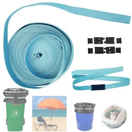 Trash Can Rubber Band Set, Can Be Cut and Assembled As Needed To Fit Different Sizes of Trash Cans or Bins, Rubber Band Length 590In, Width 0.59In, Comes with 10 Pairs of Connecting Clips (Wide elastic band)
