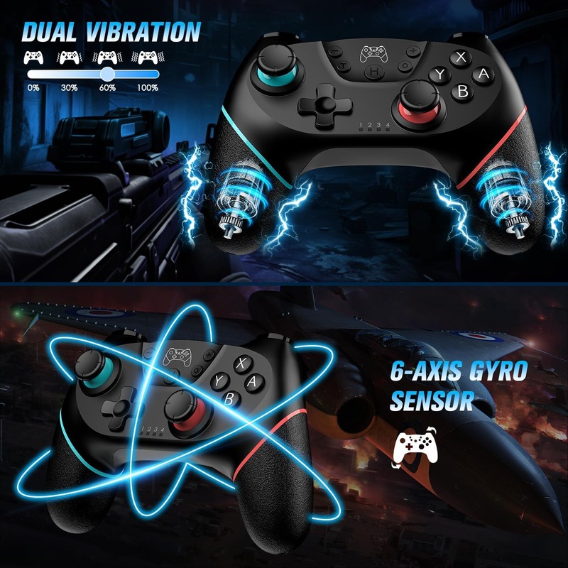 VidPPluing 2 Pack Switch Controllers with Charging Dock, Wireless Switch