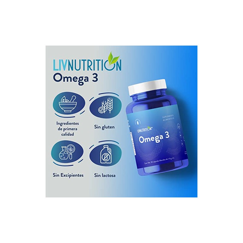 Liv Nutrition Omega Aceite Pescado Cápsulas Veganas Gluten Epa Dha