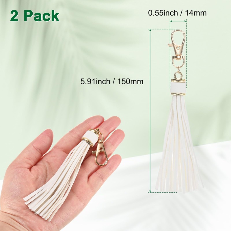 M METERXITY 2-Pack PU Leather Tassel 5.9 Inch Small Keychain